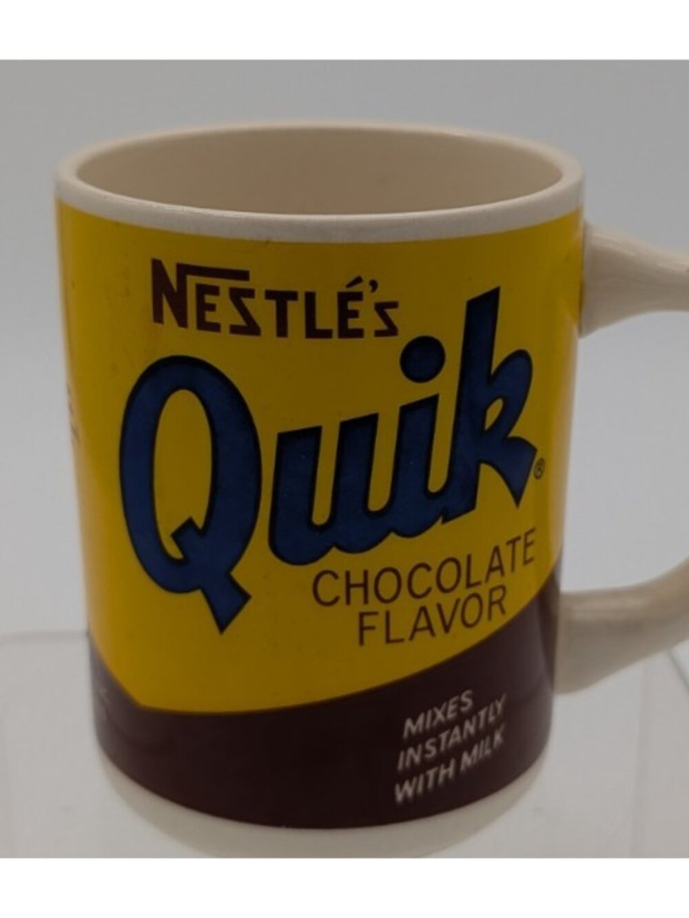 Vintage Yellow NESTLE'S QUIK CHOCOLATE FLAVOR ceramic MUG usa